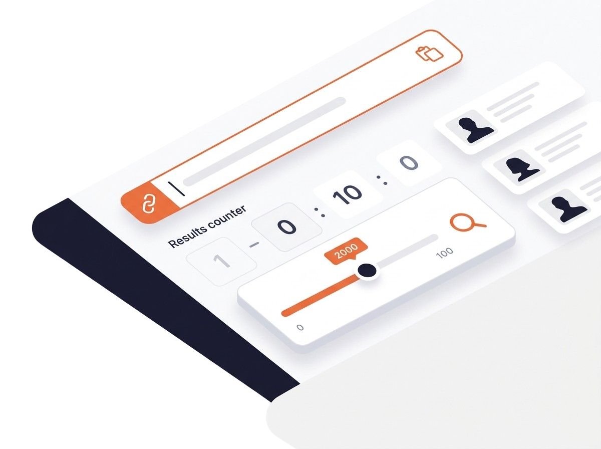 Vayne interface showing URL paste field and profile count selector for Sales Navigator scraping