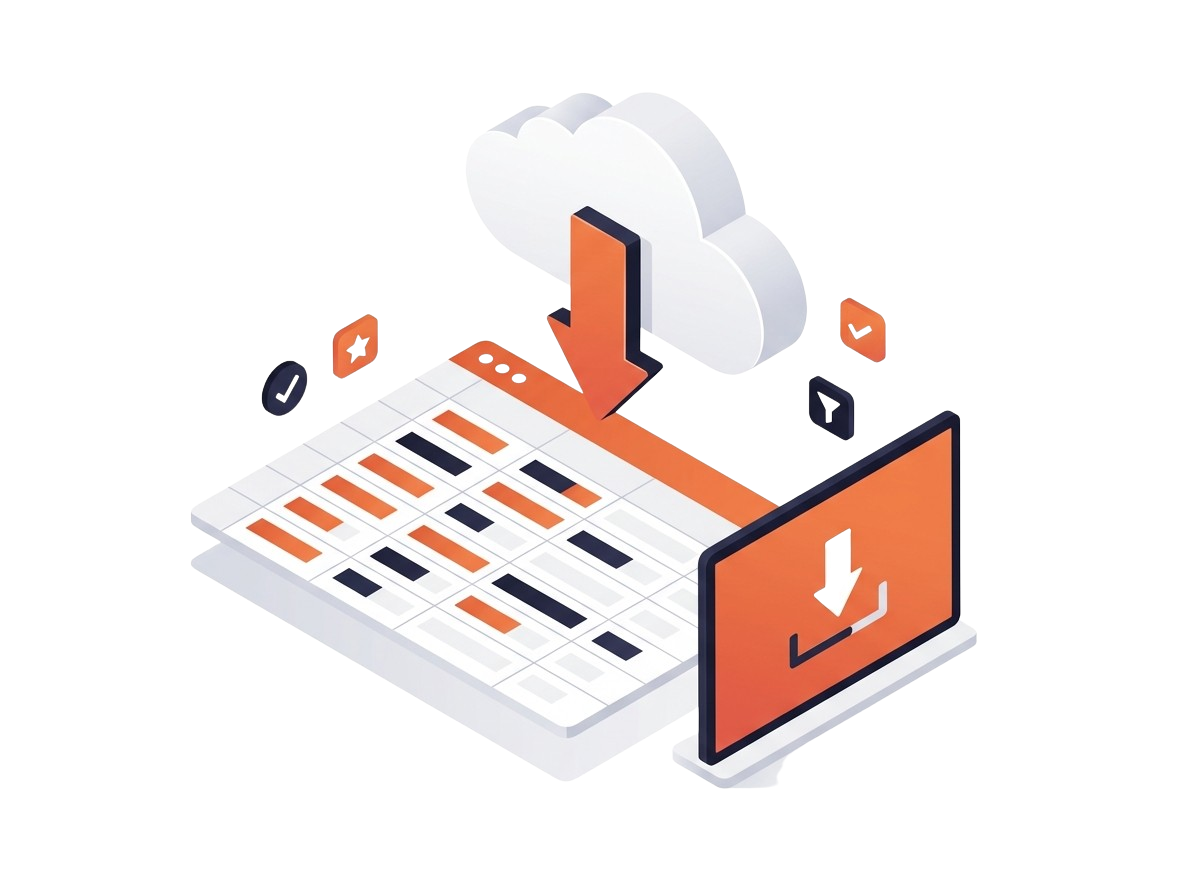 CSV download interface showing enriched lead data columns ready for export